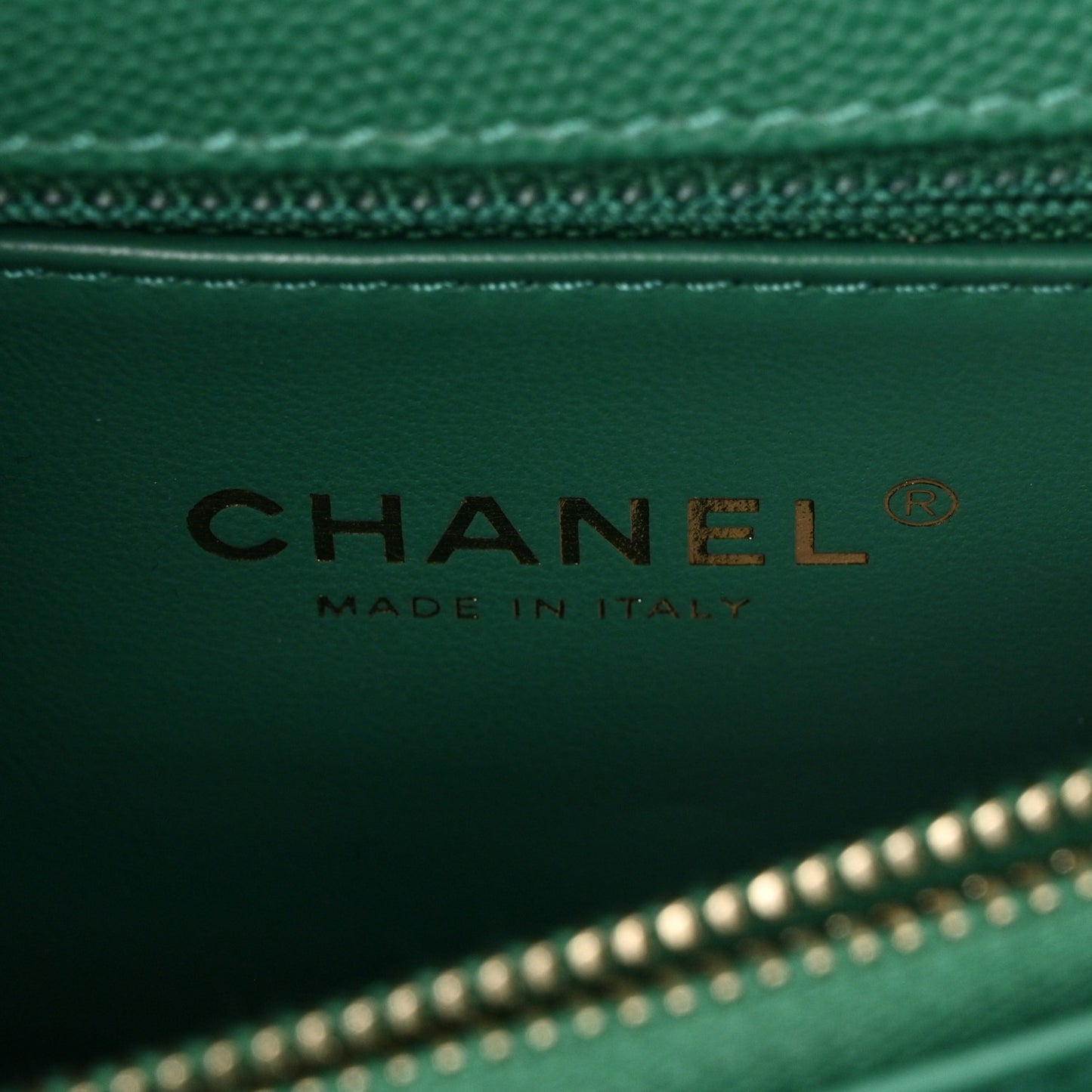 Caviar Quilted Small Coco Handle Flap Green
