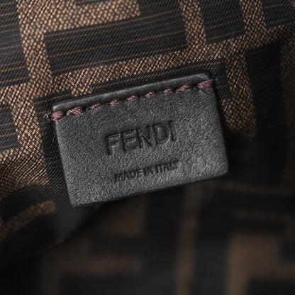 Fendi Fabric Jacquard FF 1974 Small Trapezoid Beauty Pouch Tobacco Moro Black 6 of 9