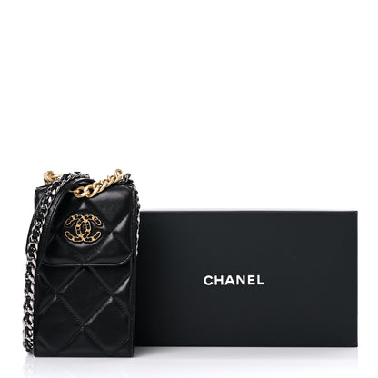 Chanel Lambskin Quilted Chanel 19 Phone Holder With Chain Black 12 of 12
