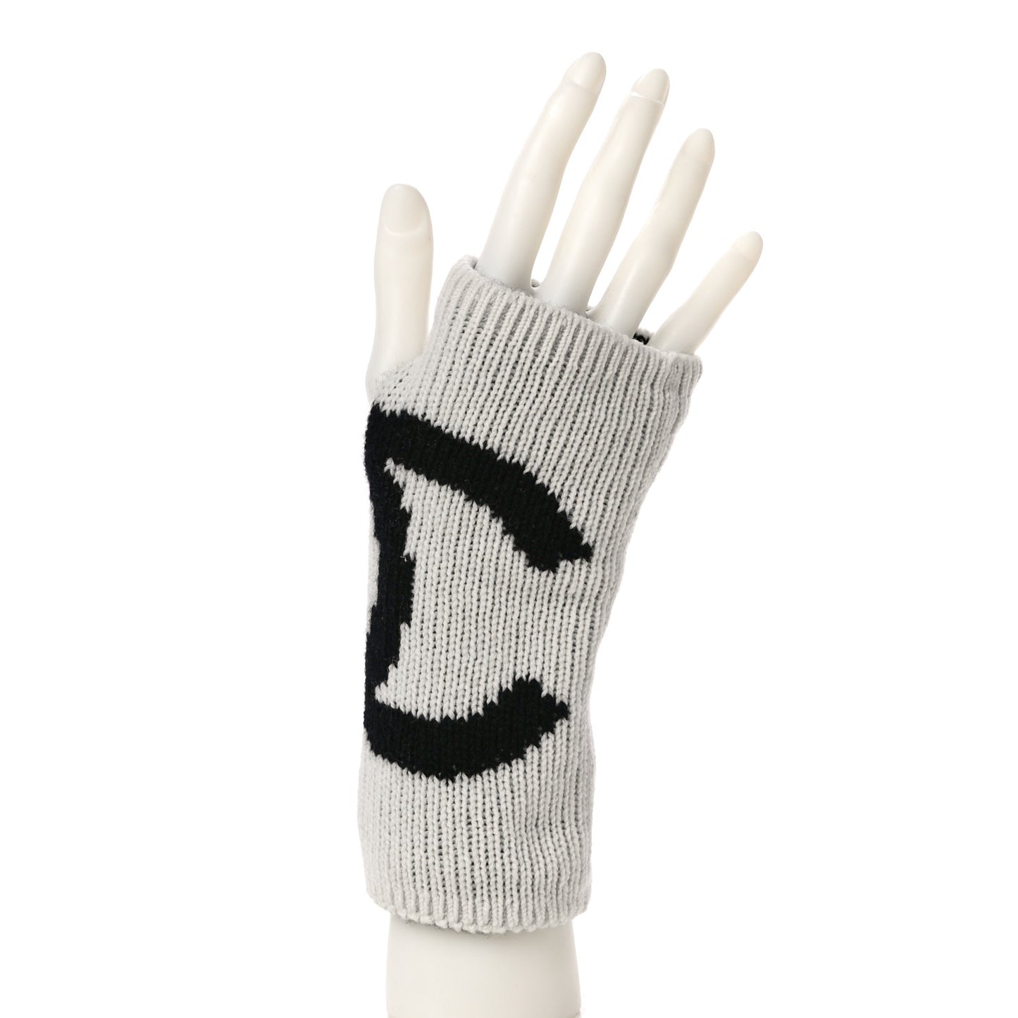 Cashmere CC Fingerless Gloves White Black