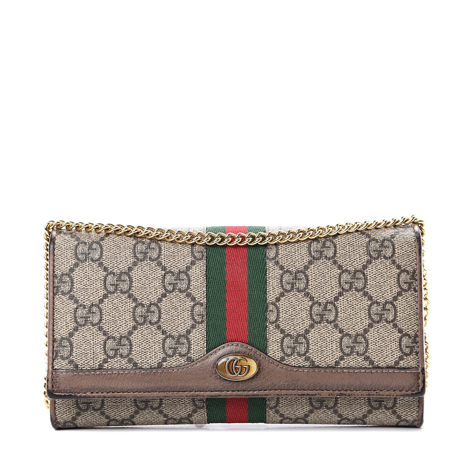 GG Supreme Monogram Web Ophidia Wallet On Chain Brown