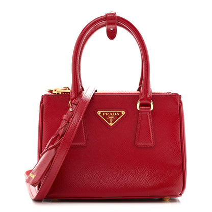 Prada Saffiano Vernice Mini Galleria Double Zip Tote Scarlatto 1 of 9
