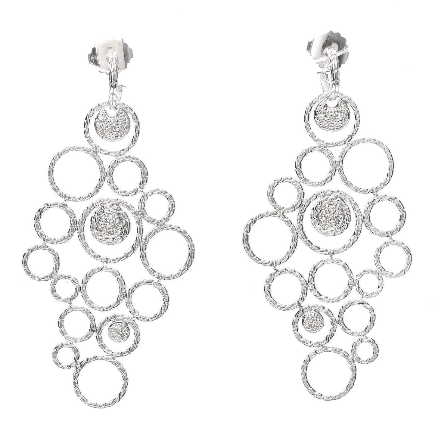Sterling Silver Pave Diamond Chandelier Earrings