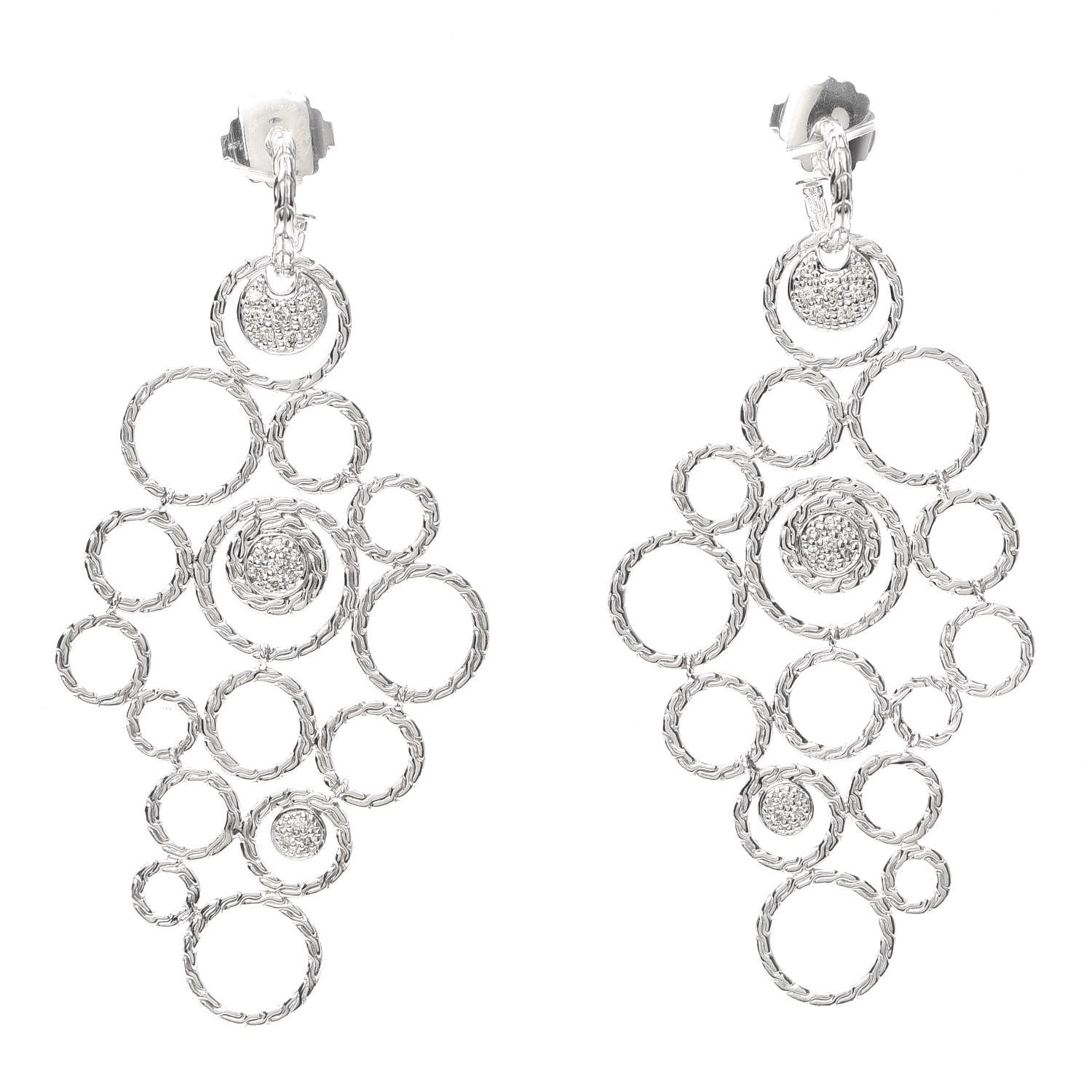 John Hardy Sterling Silver Pave Diamond Chandelier Earrings 1 of 5