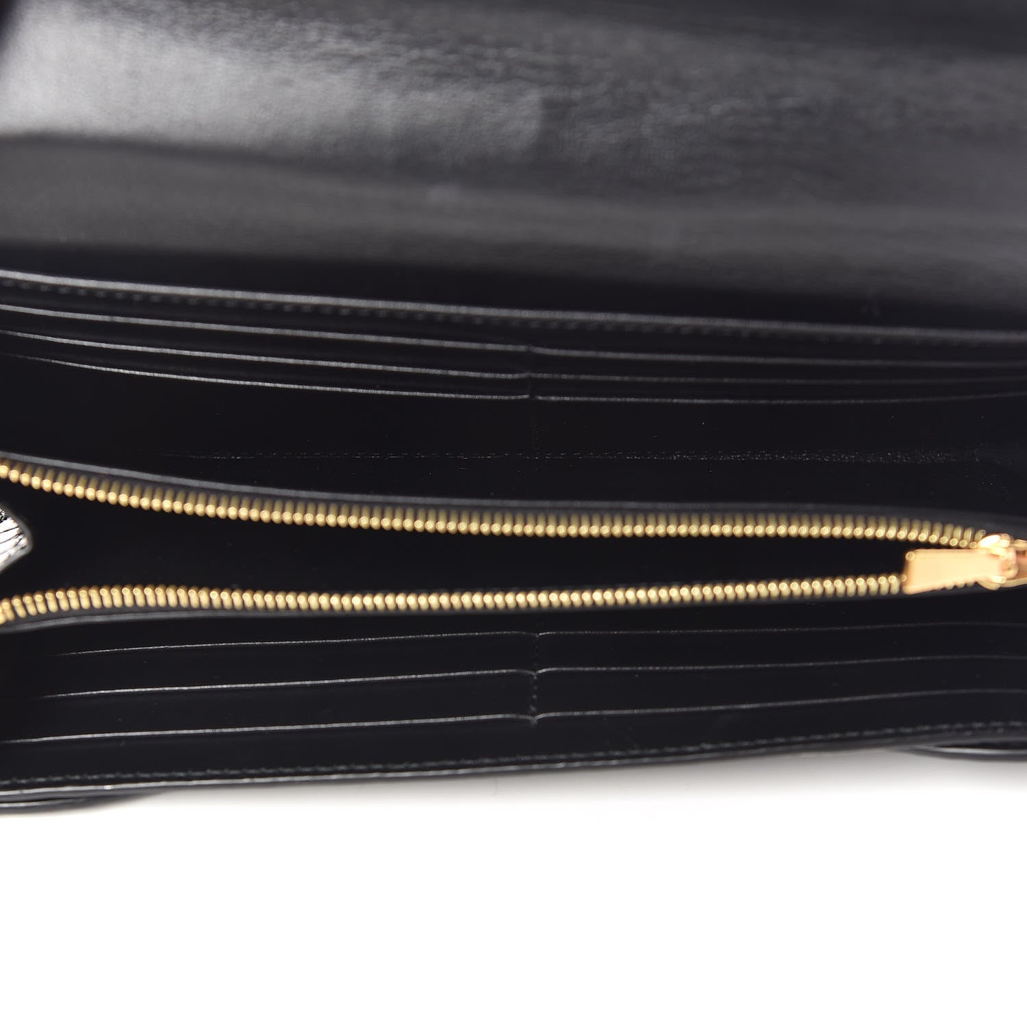 Celine Crocodile Embossed Calfskin Large Flap Wallet Black 5 of 8