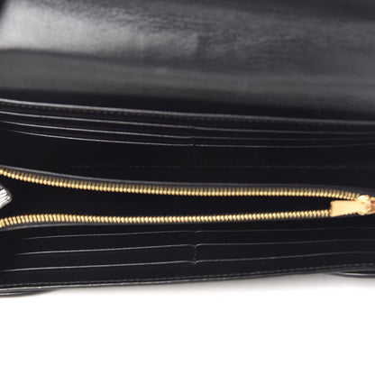 Celine Crocodile Embossed Calfskin Large Flap Wallet Black 5 of 8