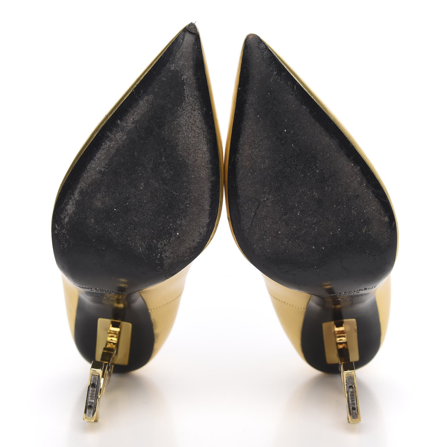 Saint Laurent Calfskin Opyum 100 Pumps 39 Gold 5 of 11