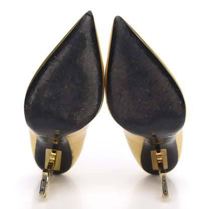 Saint Laurent Calfskin Opyum 100 Pumps 39 Gold 5 of 11