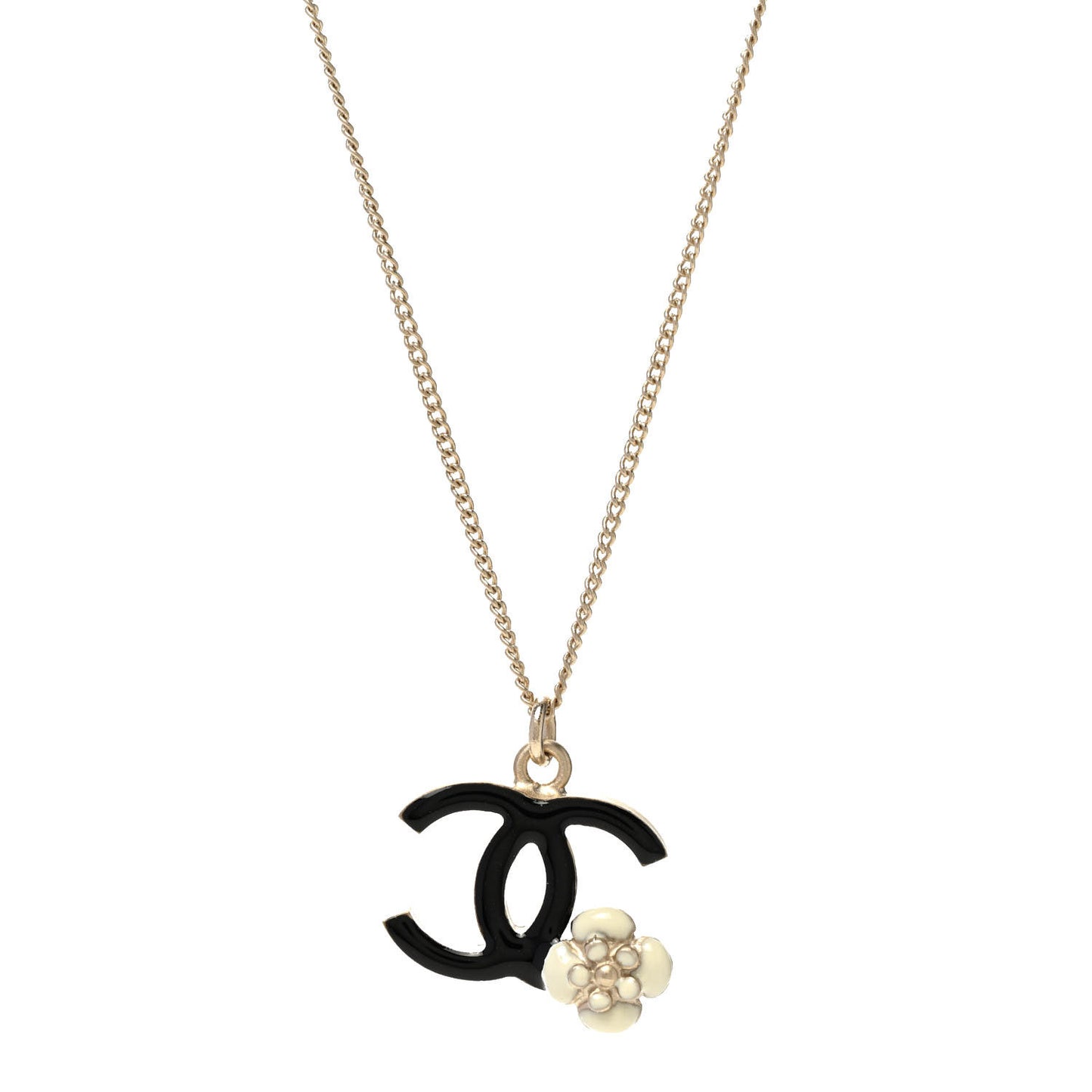 Enamel CC Camelia Necklace Gold Black