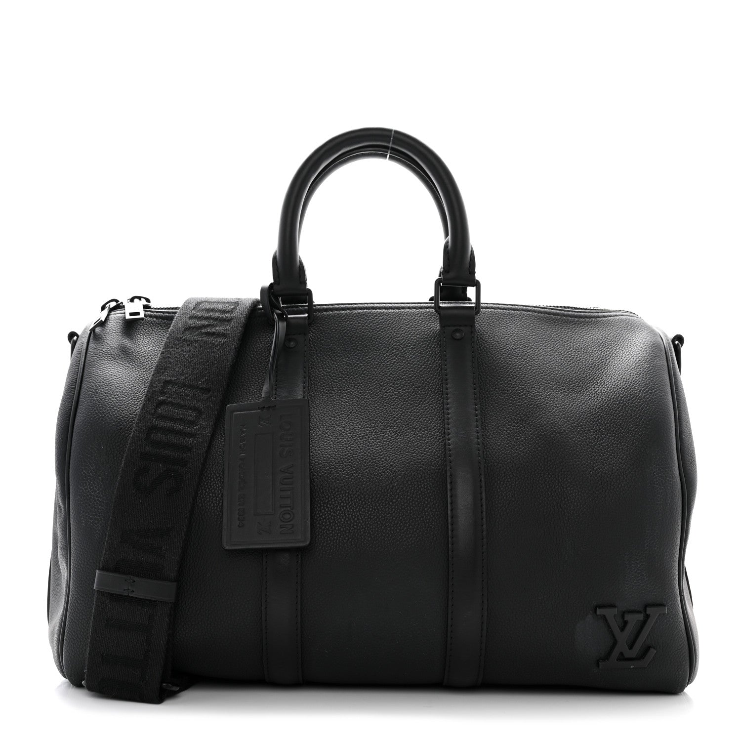 Louis Vuitton Grained Calfskin Aerogram Keepall Bandouliere 40 Black 1 of 16
