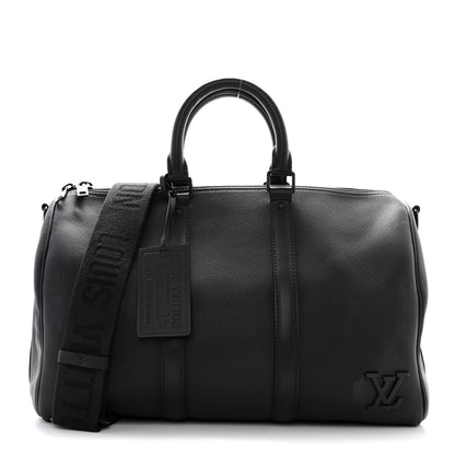Louis Vuitton Grained Calfskin Aerogram Keepall Bandouliere 40 Black 1 of 16