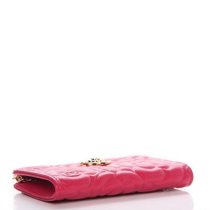 Chanel Caviar Camellia Embossed Key Holder Case Fuchsia 4 of 8