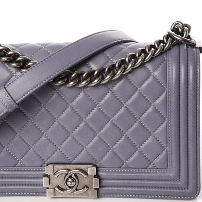 Chanel Lambskin Quilted Medium Boy Flap Blue 13 of 14