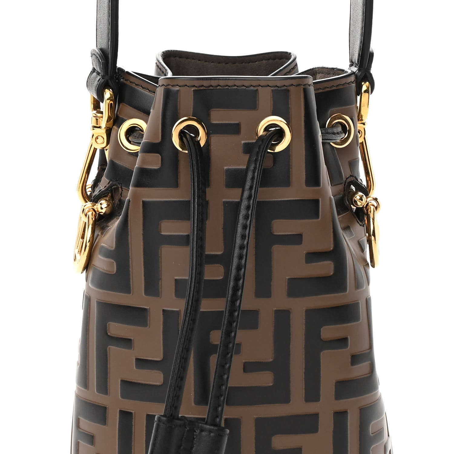 Fendi Vitello Liberty F is Fendi Bi-Color FF 1974 Embossed Mini Mon Tresor Bucket Bag Maya Black 8 of 12