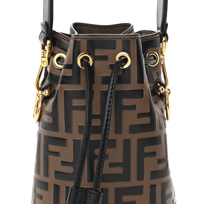 Fendi Vitello Liberty F is Fendi Bi-Color FF 1974 Embossed Mini Mon Tresor Bucket Bag Maya Black 8 of 12