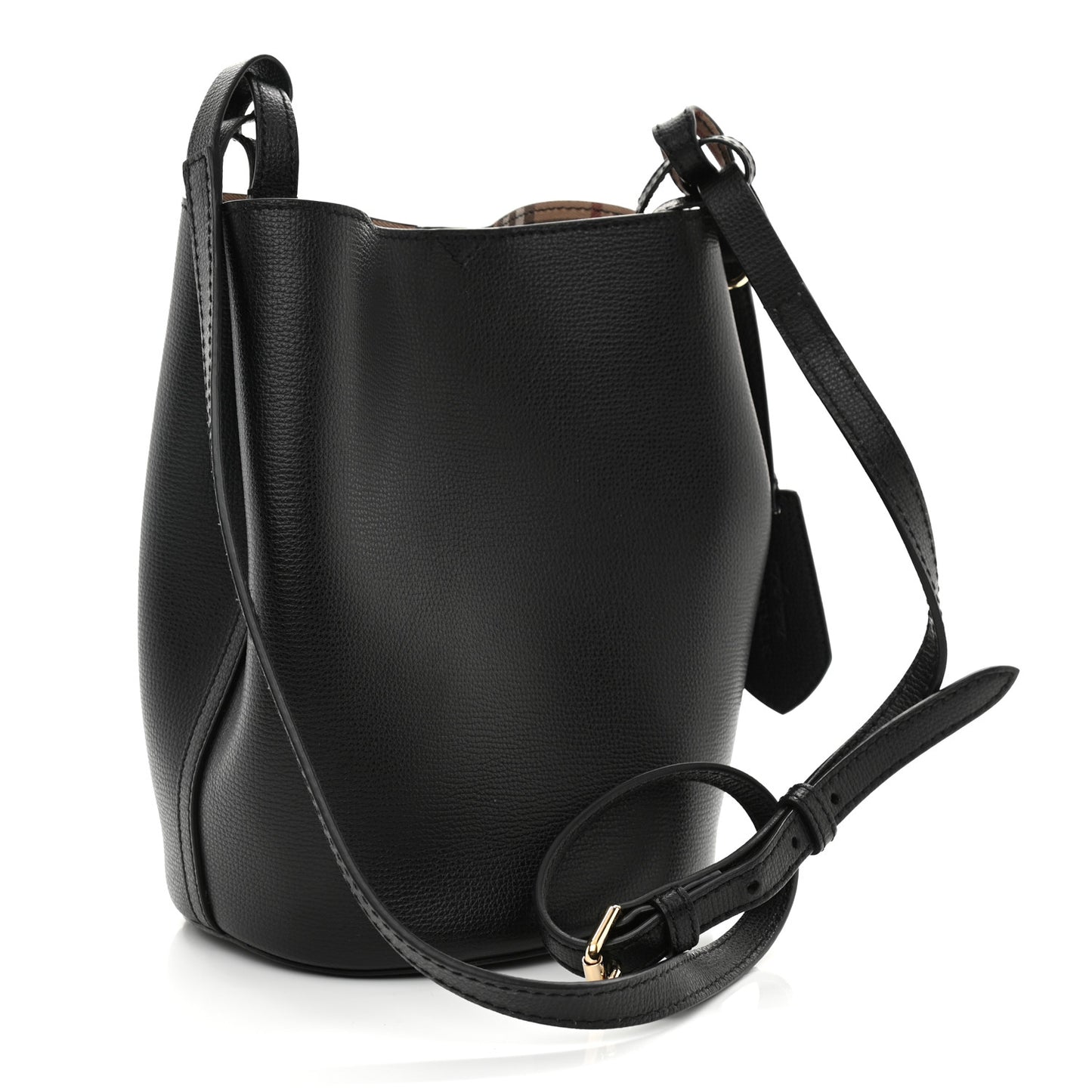London Grainy Calfskin Small Lorne Bucket Crossbody Black