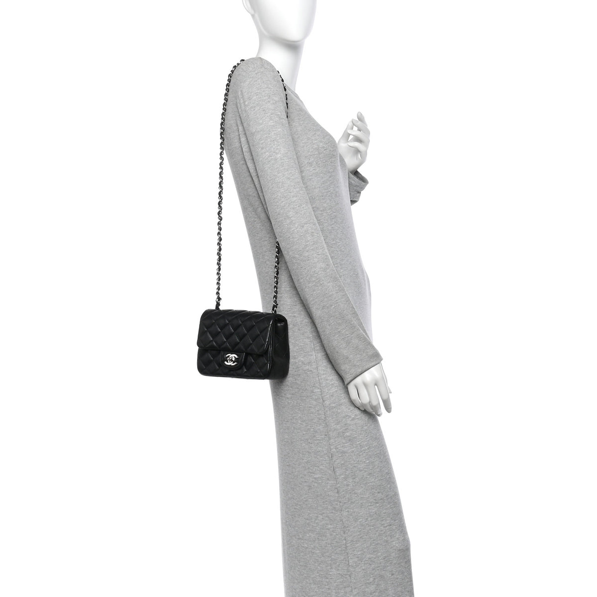 Chanel Lambskin Quilted Mini Square Flap Black 2 of 13
