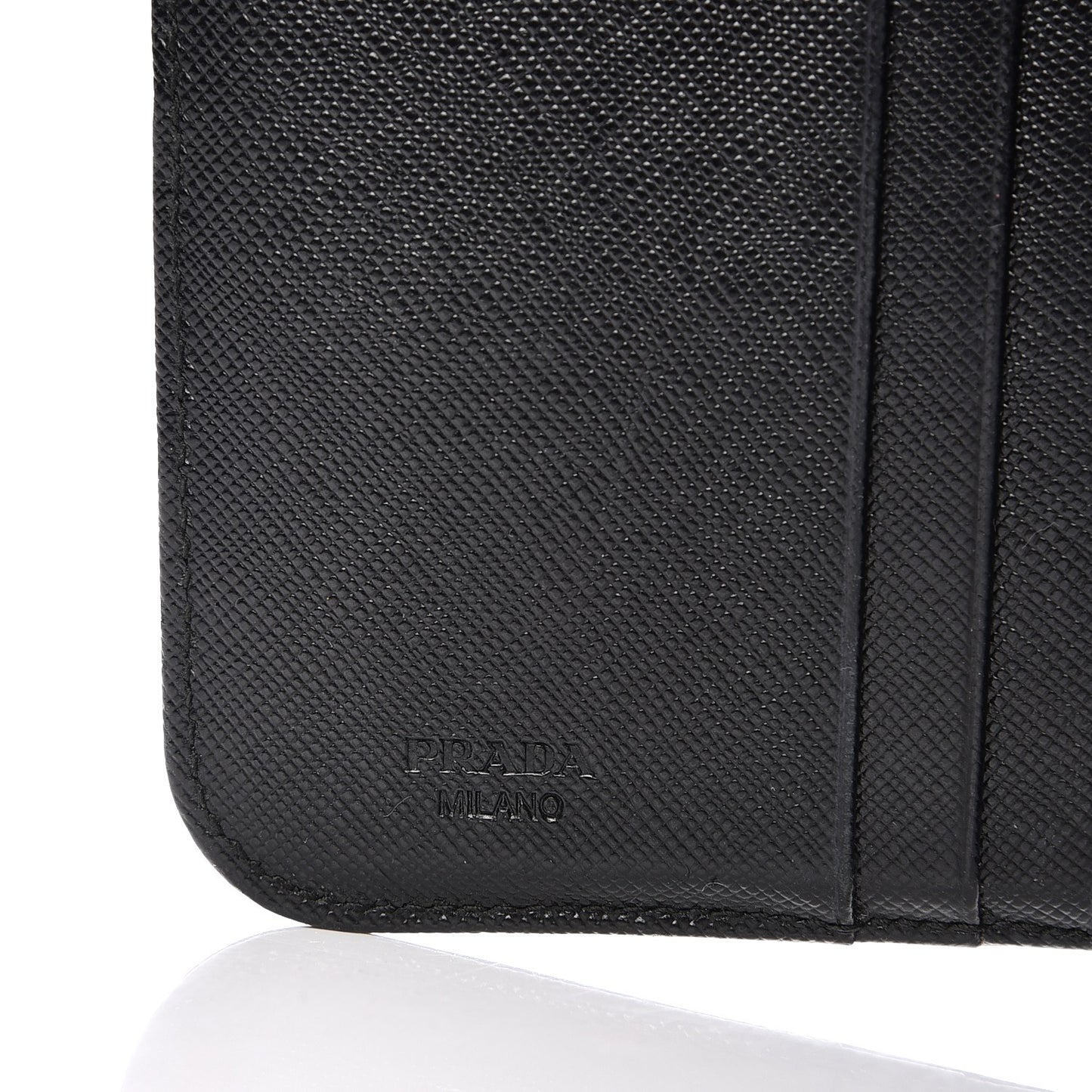 Saffiano Metal Compact Zip Around Wallet Black