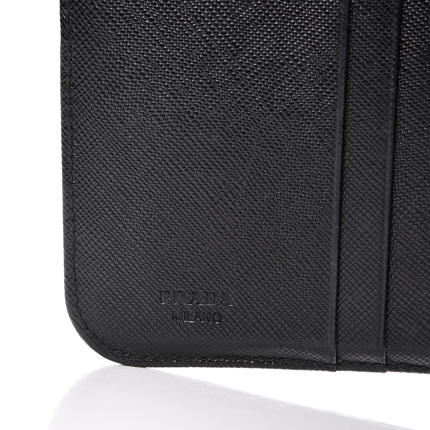 Prada Saffiano Metal Compact Zip Around Wallet Black 7 of 9