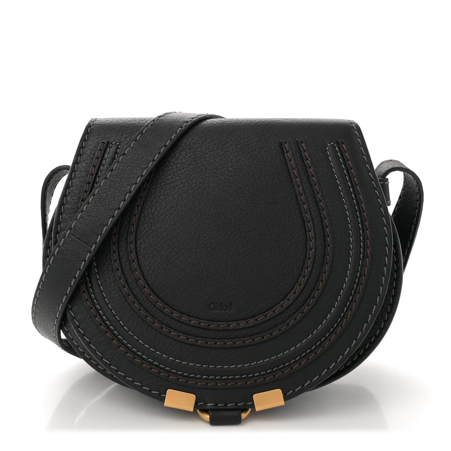 Calfskin Mini Marcie Round Crossbody Bag Black