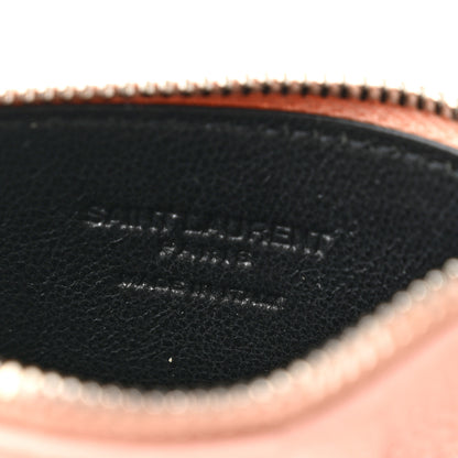 Saint Laurent Grained Calfskin 5 Fragments Zip Pouch Card Holder Rose Antic 6 of 7