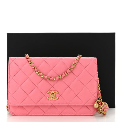 Chanel Lambskin Quilted CC Pearl Crush Wallet on Chain WOC Pink 13 of 13