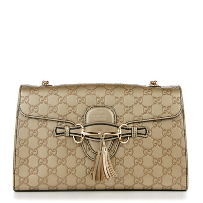 Gucci Guccissima Medium Emily Chain Shoulder Bag Gold 1 of 7