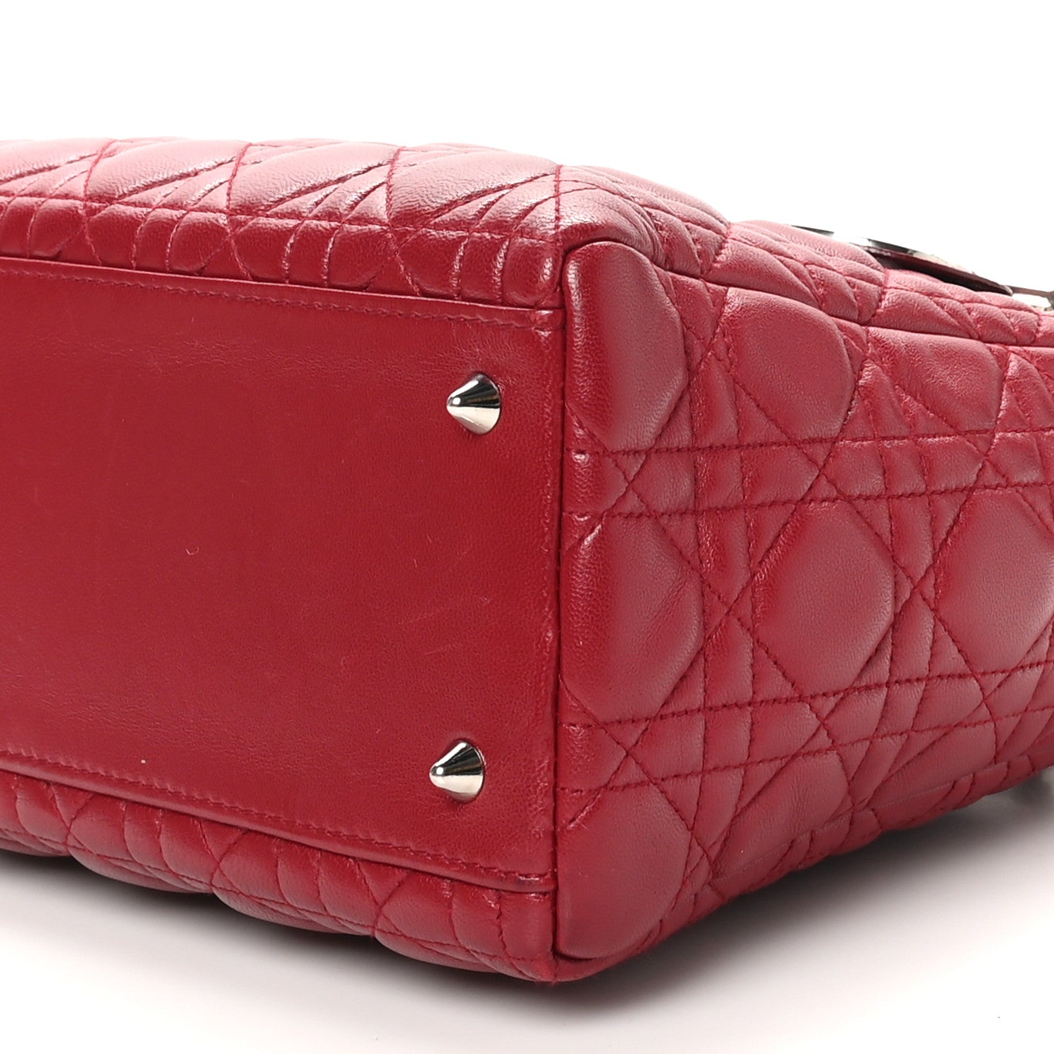 Christian Dior Lambskin Cannage Medium Lady Dior Red 10 of 11