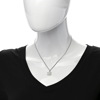 Chanel Crystal CC Pendant Necklace Silver 2 of 5