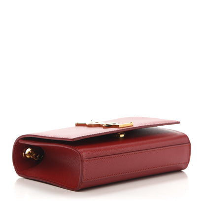 Saint Laurent Grain De Poudre Small Monogram Kate Satchel Red 4 of 12