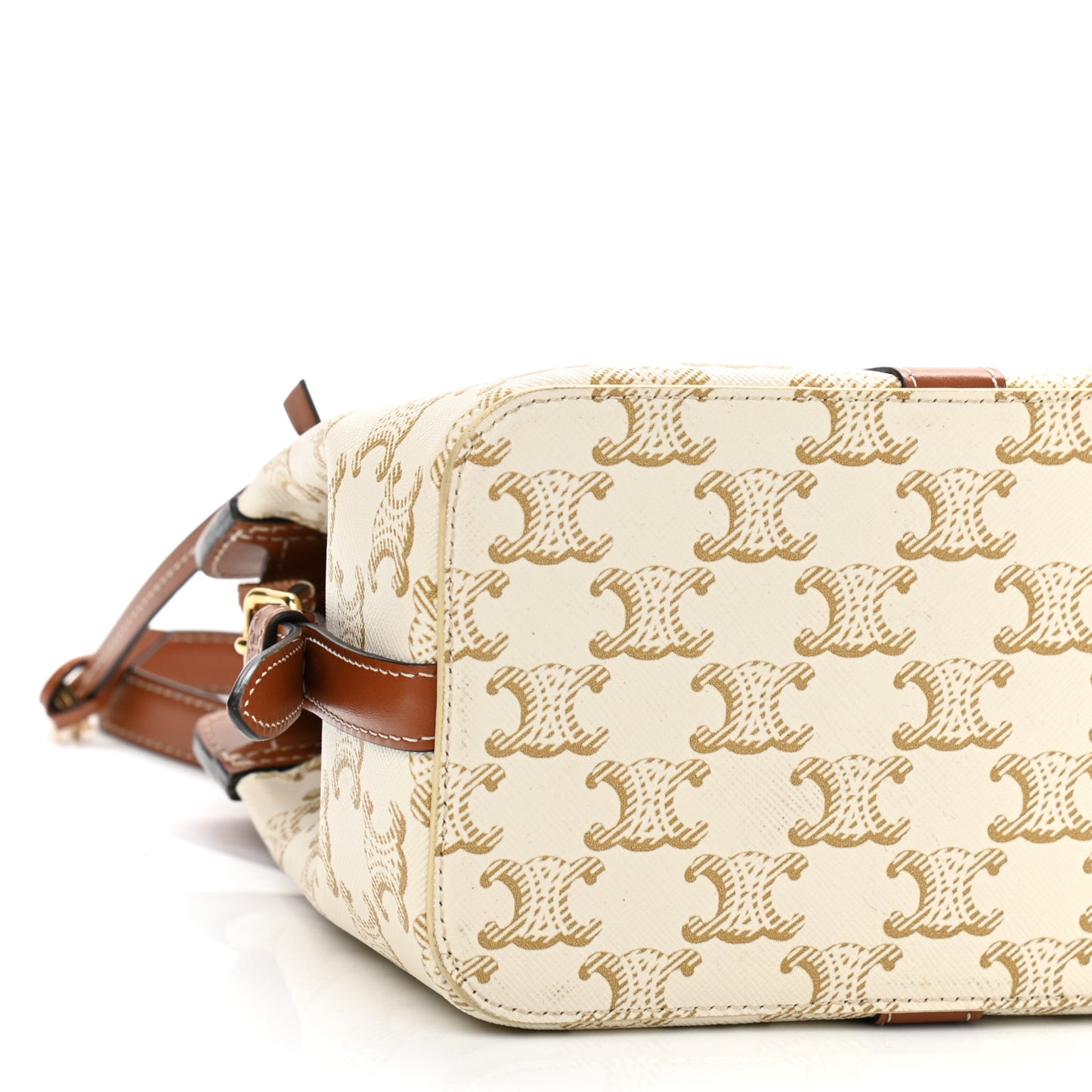 Calfskin Canvas Triomphe Teen Cabas De France White