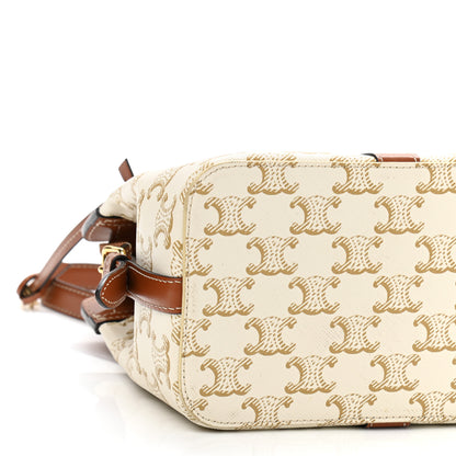 Celine Calfskin Canvas Triomphe Teen Cabas De France White 9 of 10