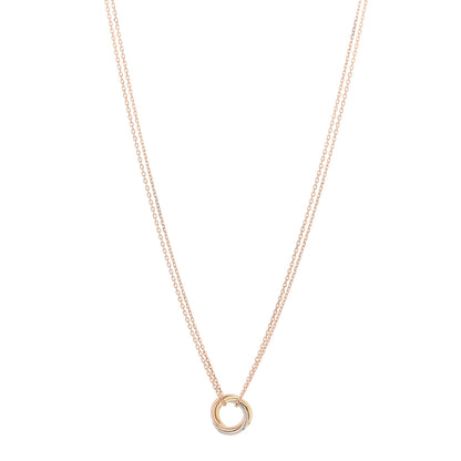 Cartier 18K Pink Yellow White Gold Trinity Double Chain Pendant Necklace 1 of 5