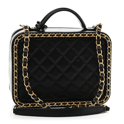 Chanel Goatskin Quilted Medium CC Filigree Vanity Case Black 3 of 9