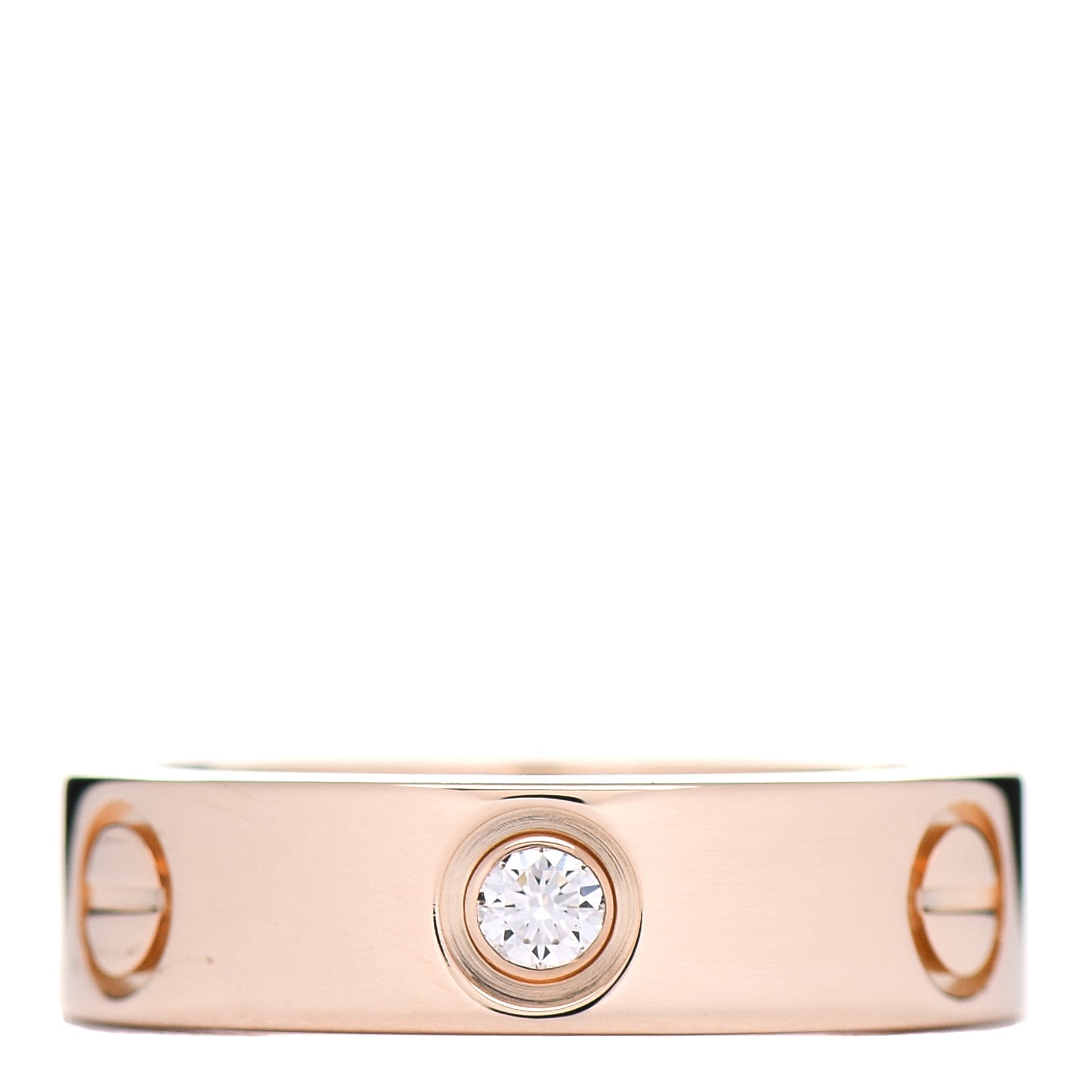 18K Pink Gold 3 Diamond 5.5mm LOVE Ring 53 6.25