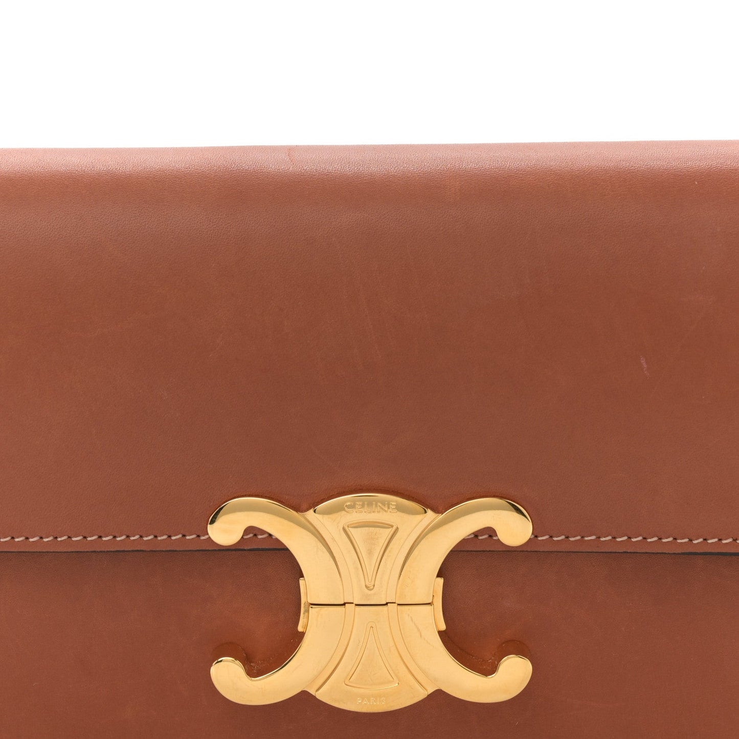 Natural Calfskin Triomphe Shoulder Bag Tan
