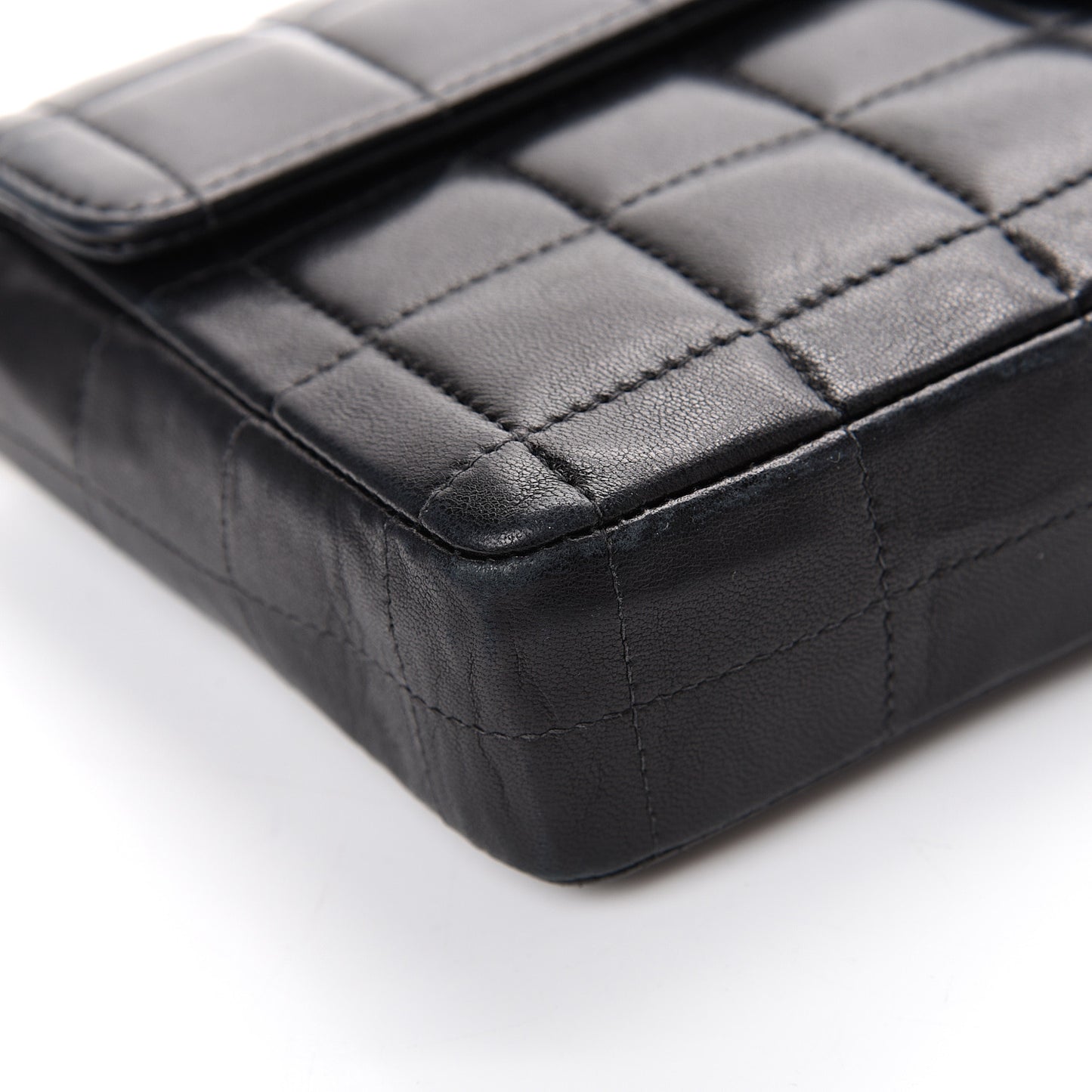 Lambskin East West Chocolate Bar Flap Black