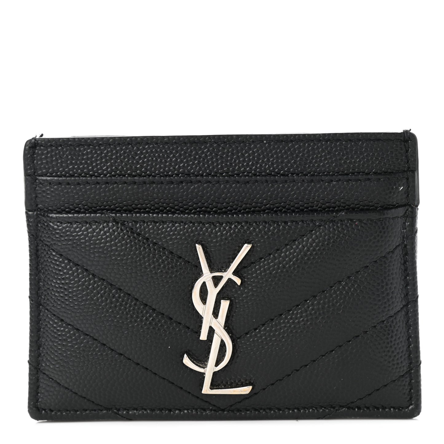 Grain De Poudre Matelasse Chevron Monogram Credit Card Case Black