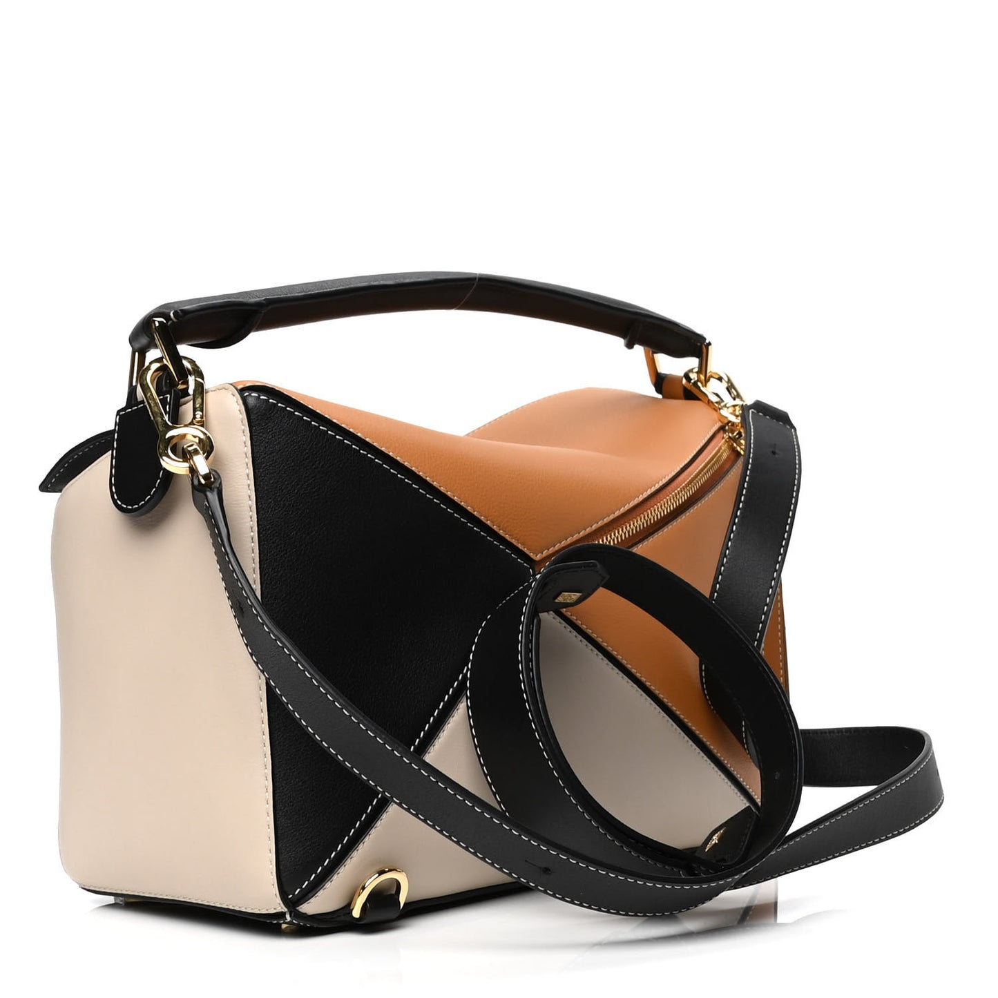Grained Calfskin Medium Puzzle Bag Amber Light Oat