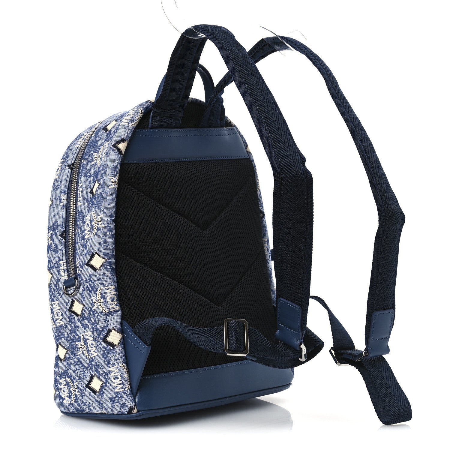 MCM Jacquard Monogram Small Backpack Blue 3 of 10