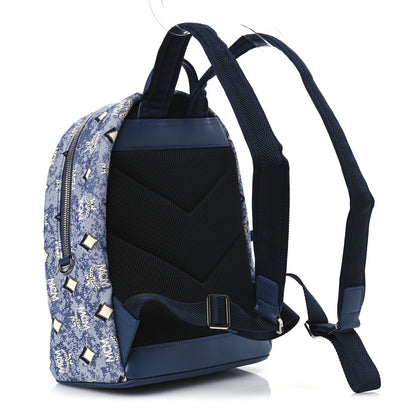 MCM Jacquard Monogram Small Backpack Blue 3 of 10