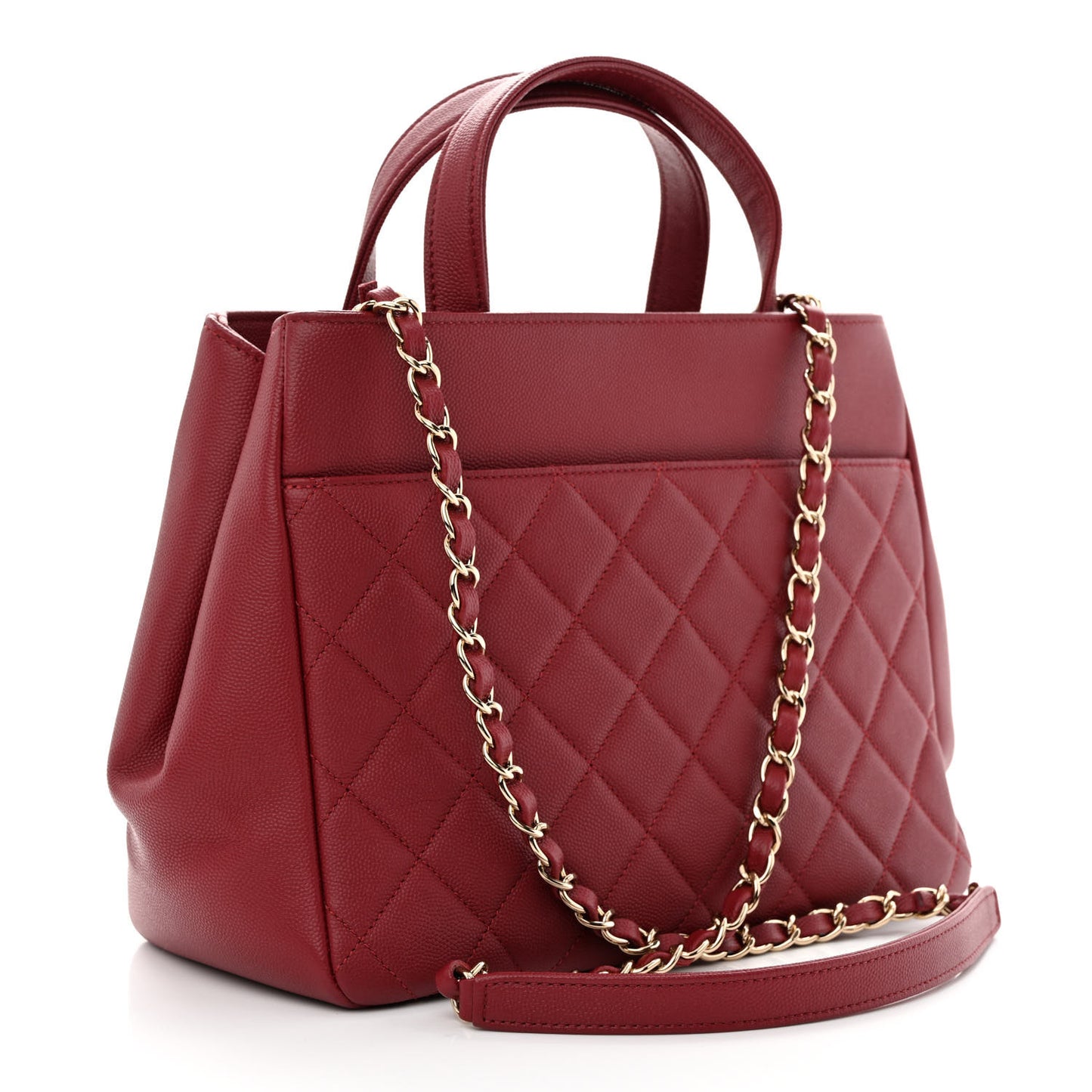 Caviar Quilted Small Business Affinity Shopping Bag Red