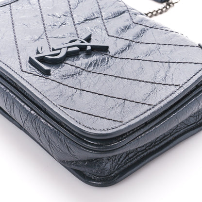 Saint Laurent Crinkled Calfskin Matelasse Monogram Niki Chain Wallet Fog 10 of 10