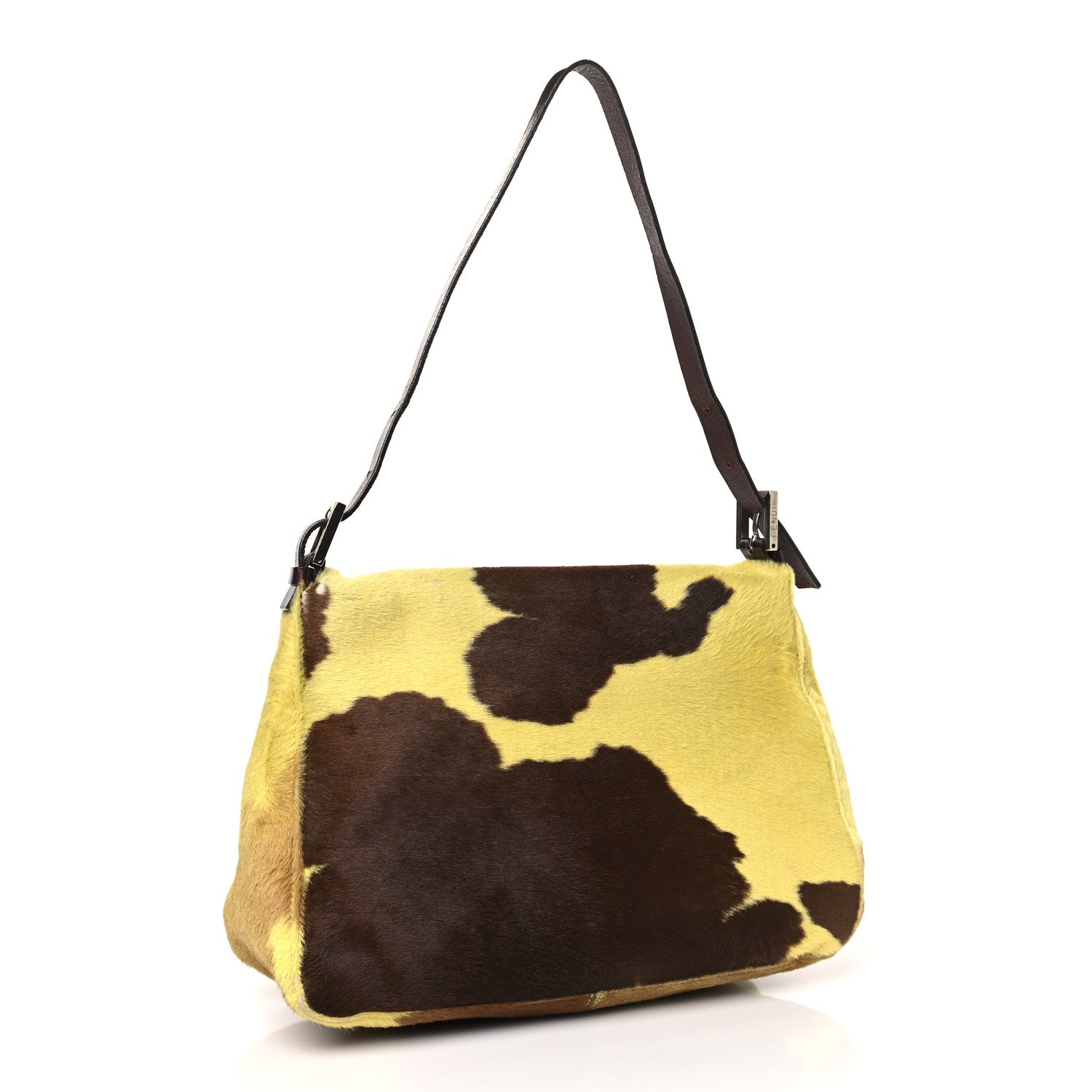 Fendi Calf Hair Cow Print Mama Baguette Yellow Brown 3 of 14