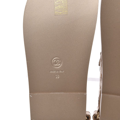 Chanel Iridescent Lambskin Quilted Velcro Dad Sandals 38 Light Bronze 6 of 9