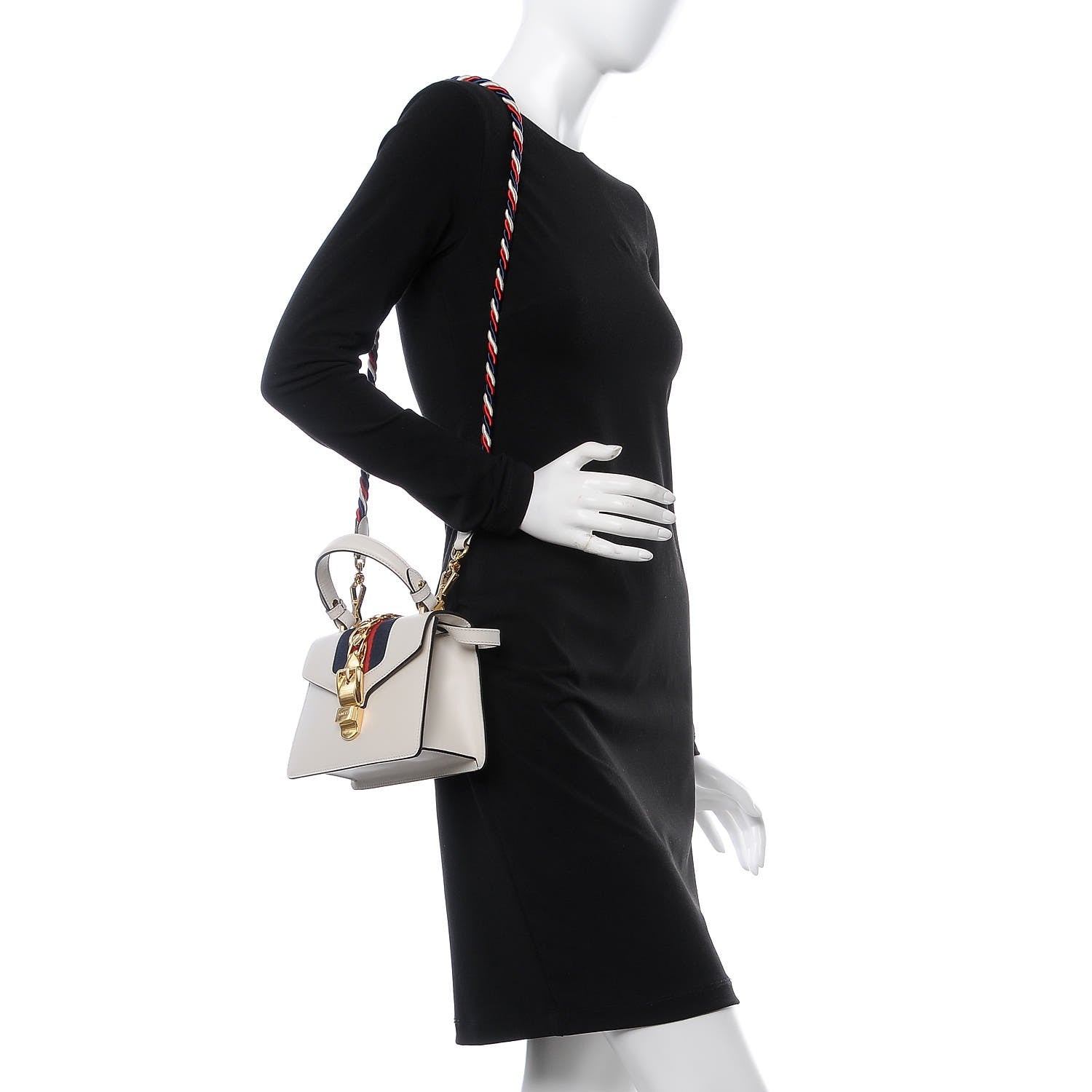 Gucci Calfskin Mini Sylvie Top Handle Bag White 4 of 10