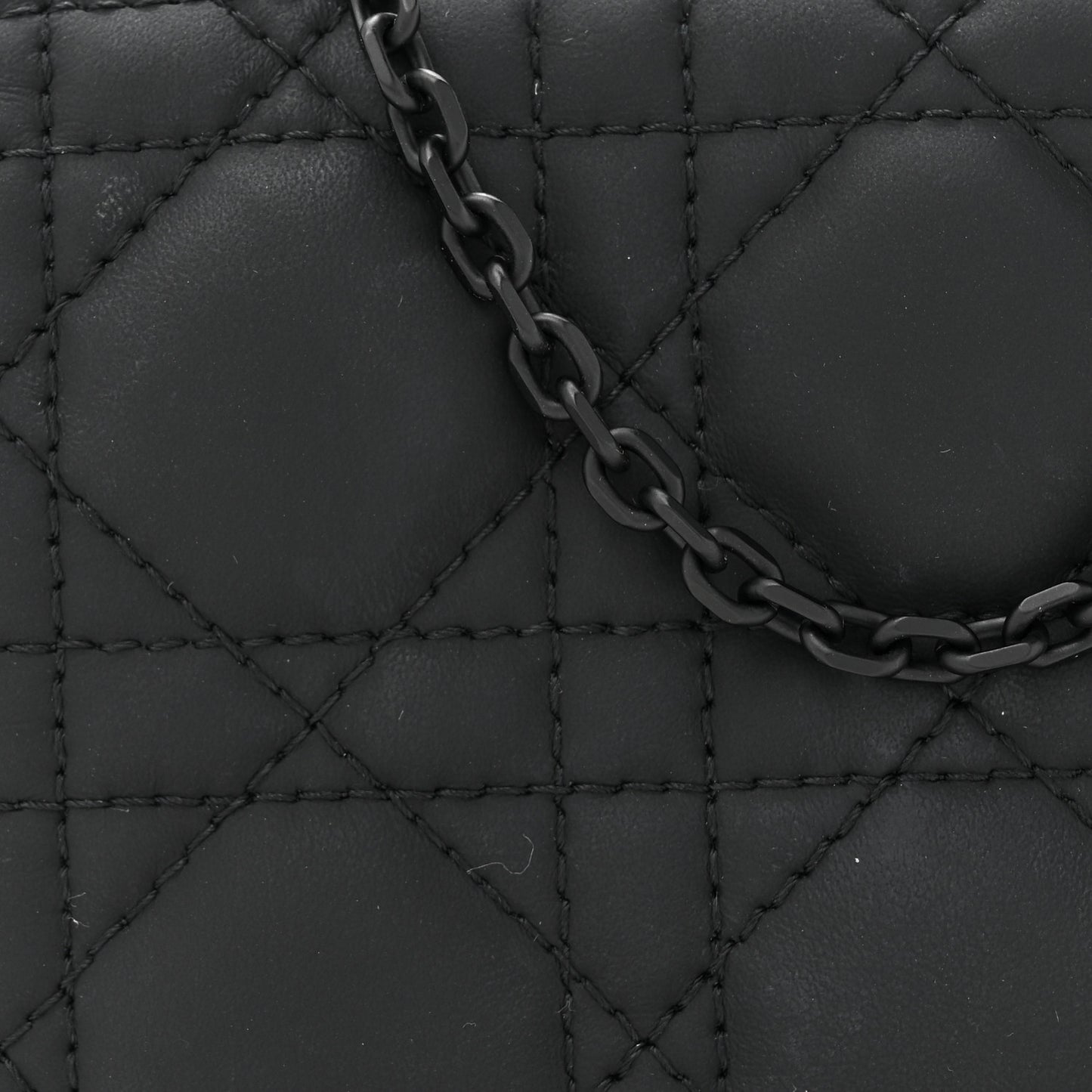 Ultra Matte Calfskin Cannage Mini Waist Pouch on Chain Black