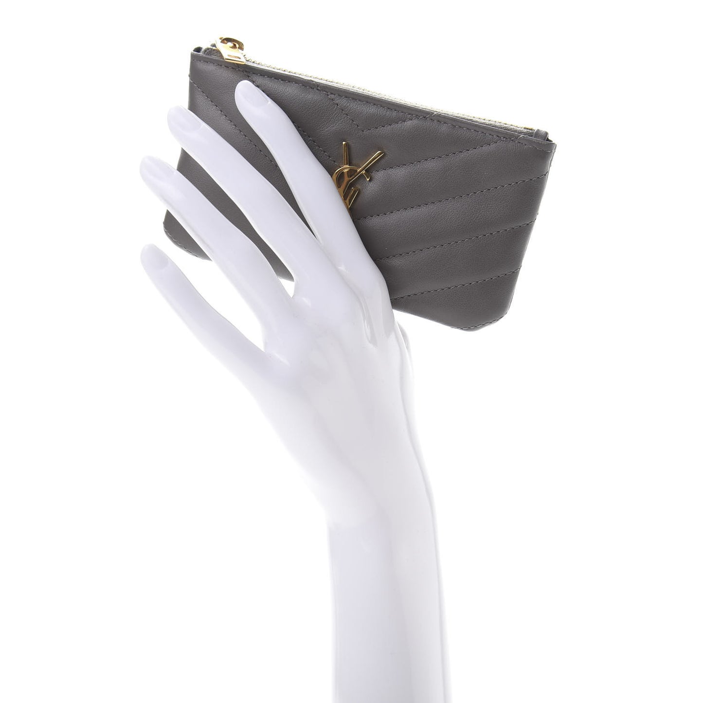 Calfskin Matelasse Monogram Key Pouch Fog