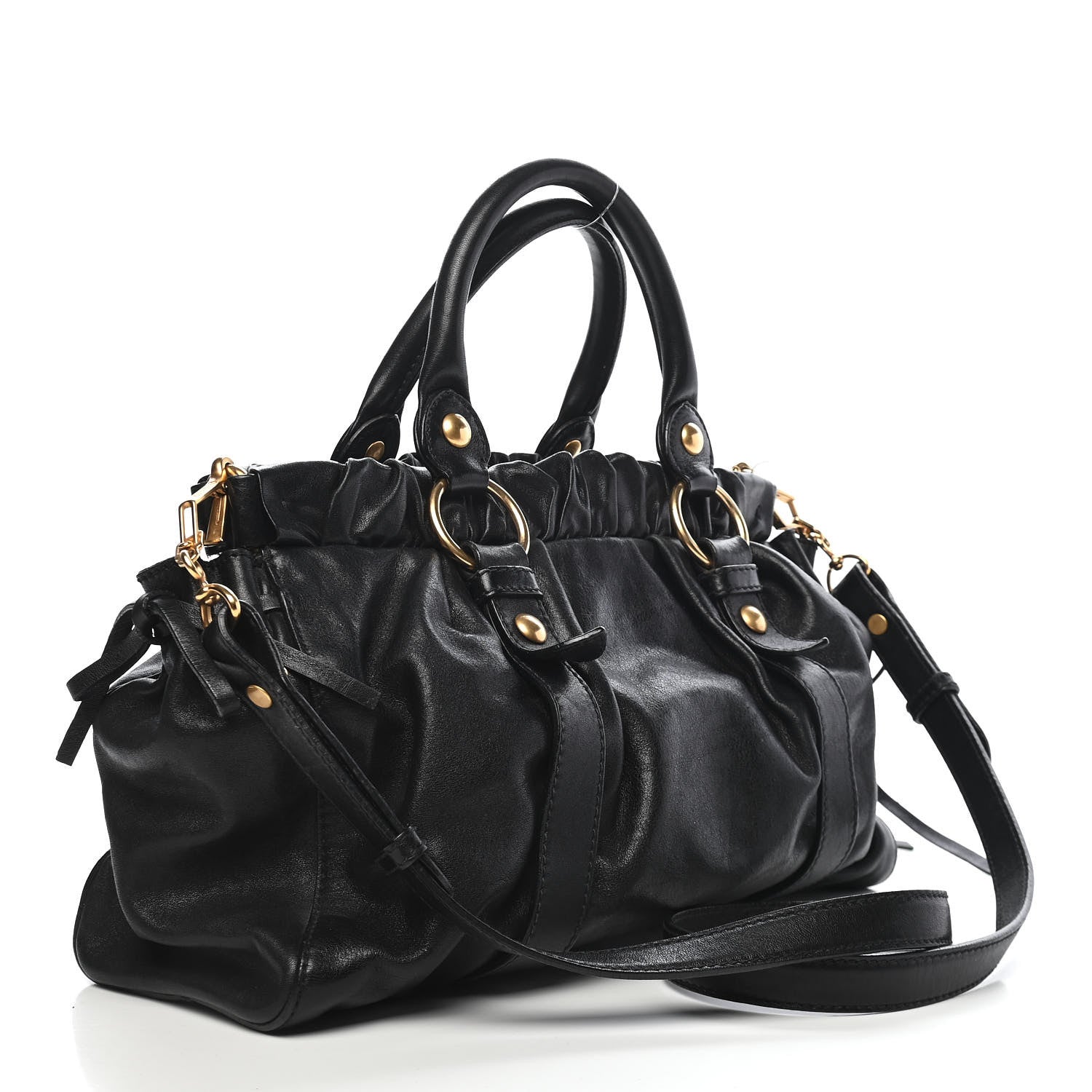 Miu Miu Vitello Lux Top Handle Satchel Black 3 of 10