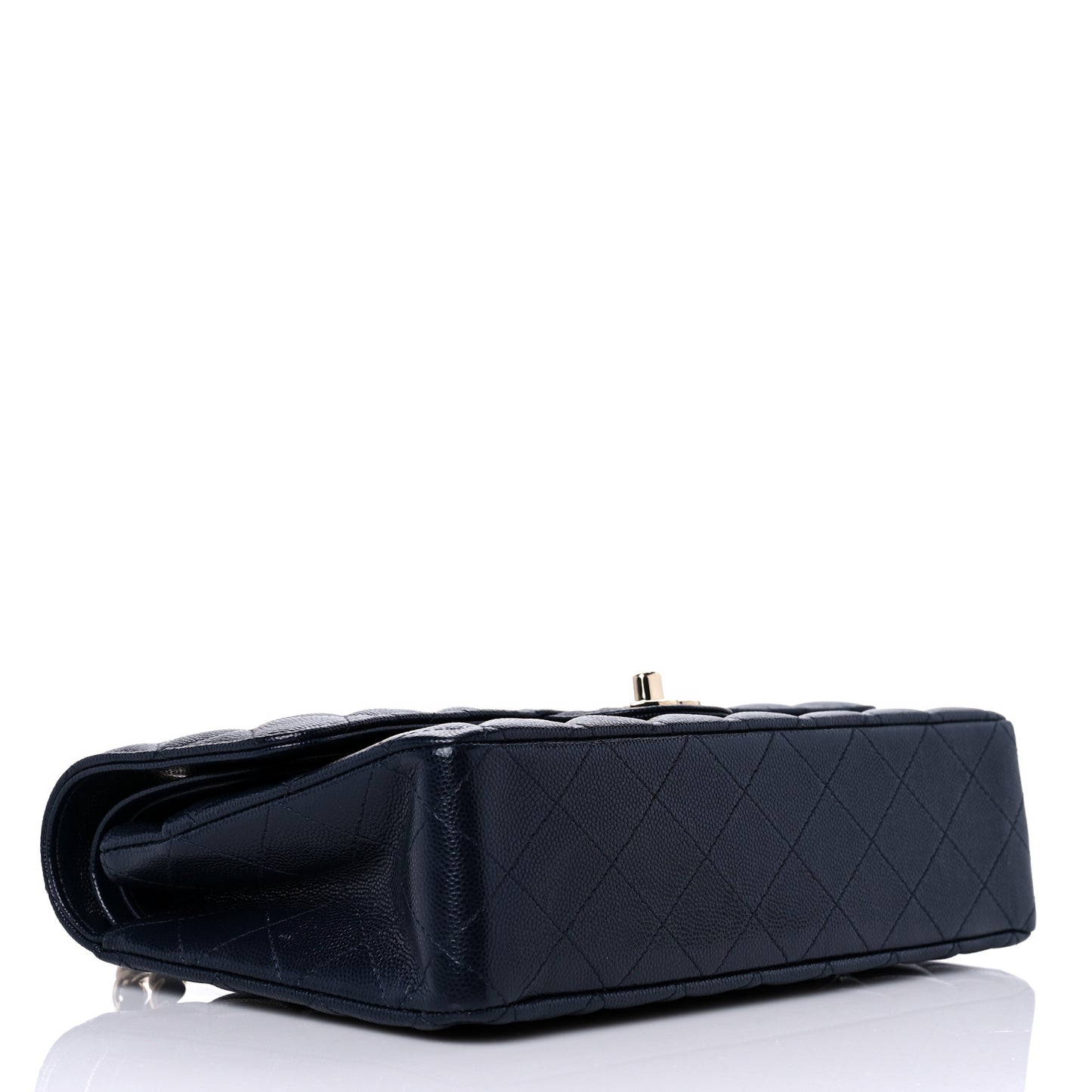 Caviar Quilted Medium Double Flap Navy